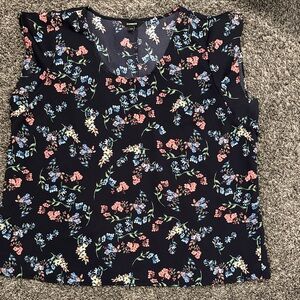 Express Navy Floral Blouse